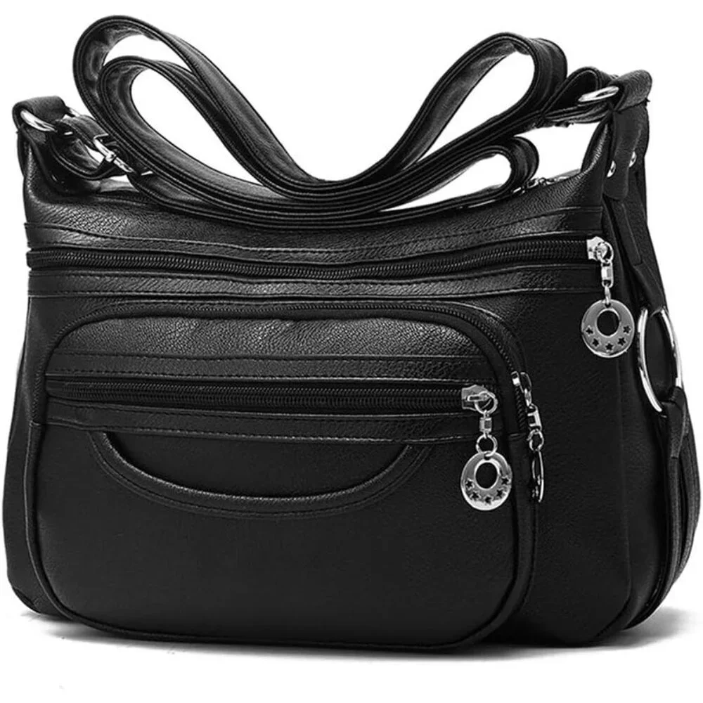 Women Leather Crossbody Bag Lightweight Purse Multiple Pockets Stylish